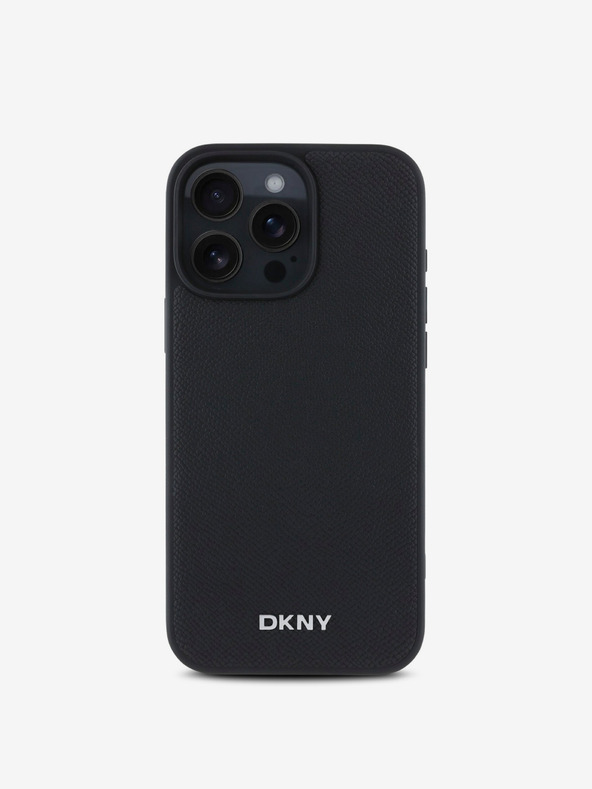 DKNY DKNY PU кожа сребристо метално лого Magsafe заден капак за iPhone 16 Pro Max черен