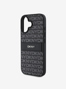 DKNY DKNY PU кожа с повтарящ се модел с тонални лентички заден капак за iPhone 16 черен