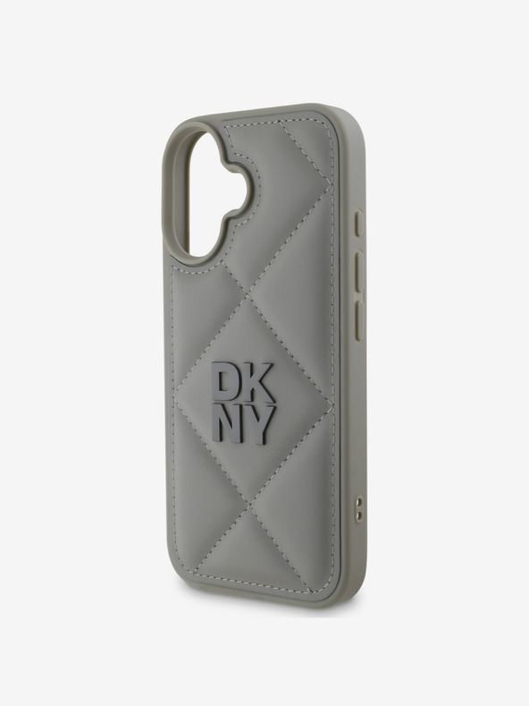 DKNY DKNY Заден капак от полиуретанова кожа с ватирано лого за iPhone 16, сив