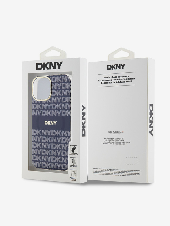 DKNY PC/TPU Repeat Pattern Tonal Stripe Magsafe Back Cover за iPhone 15 Blue DKNY