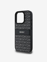 DKNY DKNY Заден капак от полиуретанова кожа с повтарящ се десен ивици за iPhone 16 Pro Black
