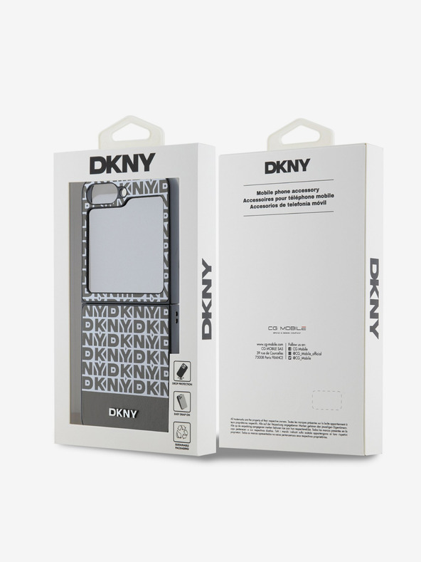 DKNY DKNY PU кожа с повтарящ се модел в долната част на ивицата заден капак за Samsung Galaxy Z Flip 6 Brown