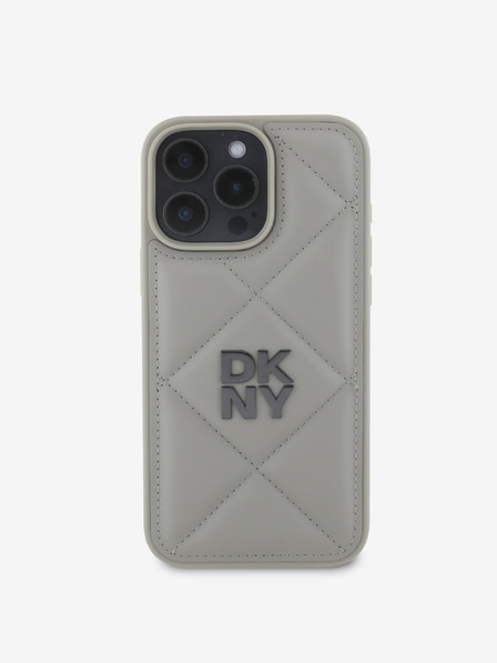 DKNY DKNY Заден капак от полиуретанова кожа с ватирано лого за iPhone 16 Pro Grey