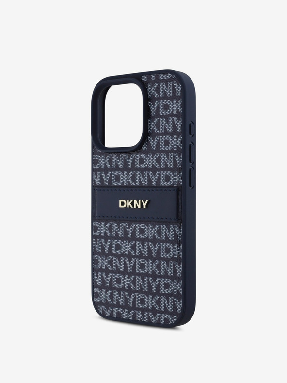 DKNY DKNY Заден капак от полиуретанова кожа с повтарящ се десен ивици за iPhone 16 Pro Blue