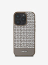 DKNY DKNY PU Leather Repeat Pattern Bottom Stripe MagSafe Back Cover за iPhone 16 Pro Max Brown