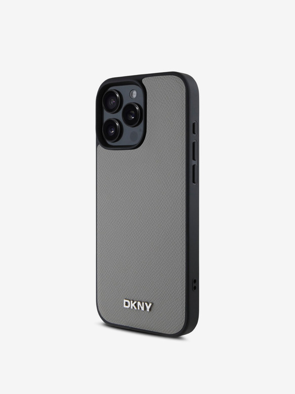DKNY DKNY PU кожа Silver Metal Logo Magsafe заден капак за iPhone 16 Pro Max Grey