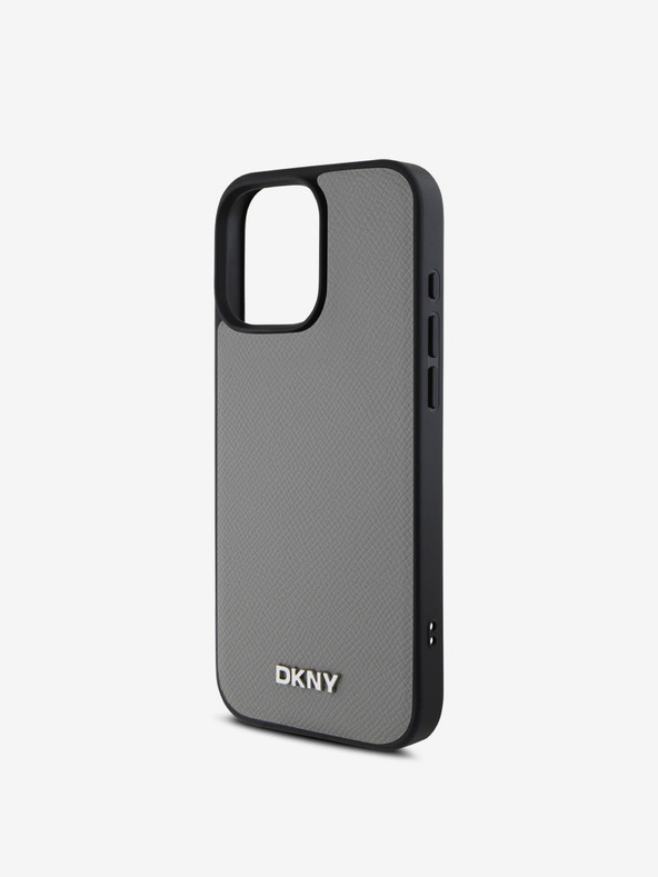 DKNY DKNY PU кожа Silver Metal Logo Magsafe заден капак за iPhone 16 Pro Max Grey
