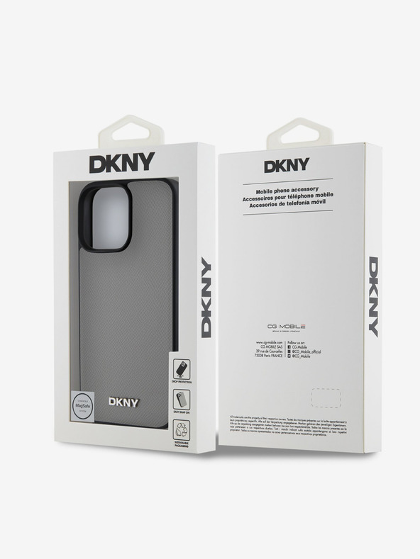 DKNY DKNY PU кожа Silver Metal Logo Magsafe заден капак за iPhone 16 Pro Max Grey