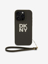 DKNY PU Leather Stack Logo Wrist Strap Zadní Kryt pro iPhone 16 Pro Max Green Калъф за телефон