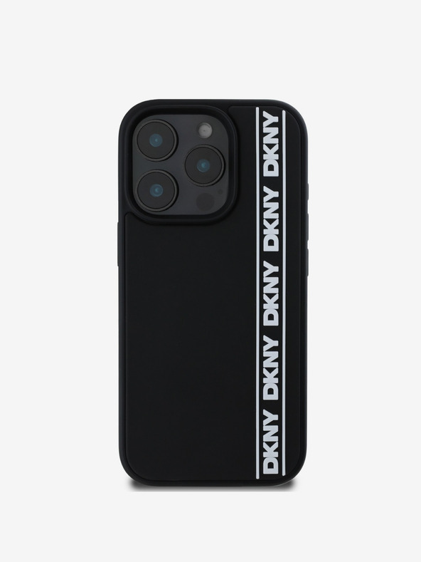 DKNY Заден капак DKNY 3D Rubber Repeat Logo Line за iPhone 16 Pro Max Black