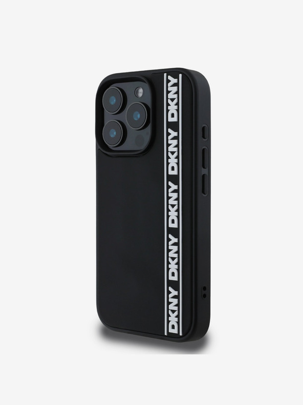 DKNY Заден капак DKNY 3D Rubber Repeat Logo Line за iPhone 16 Pro Max Black