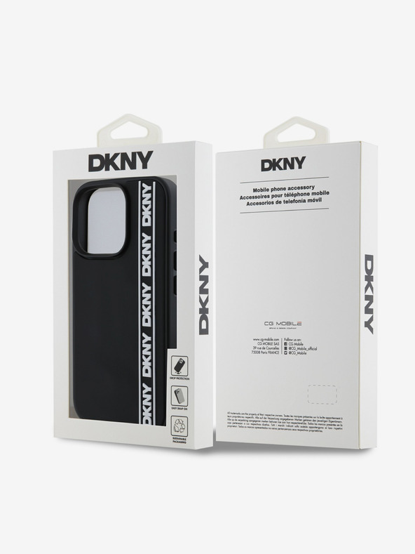 DKNY Заден капак DKNY 3D Rubber Repeat Logo Line за iPhone 16 Pro Max Black