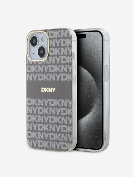DKNY PC/TPU Repeat Pattern Tonal Stripe Magsafe Back Cover за iPhone 15 Beige DKNY
