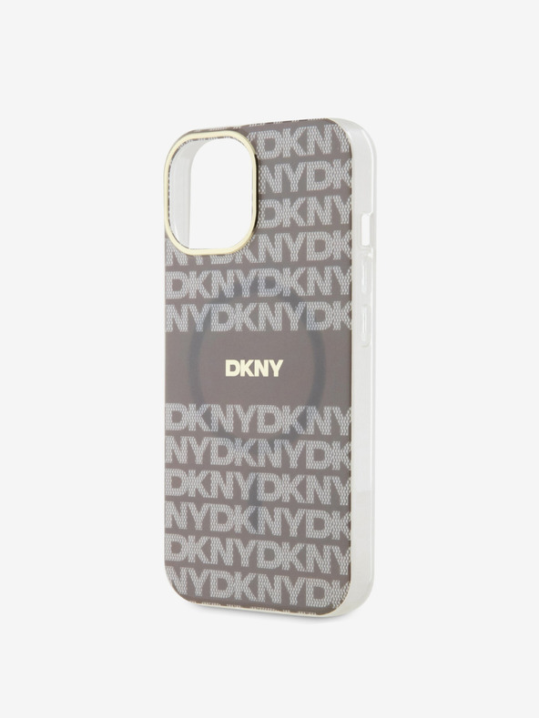DKNY PC/TPU Repeat Pattern Tonal Stripe Magsafe Back Cover за iPhone 15 Beige DKNY