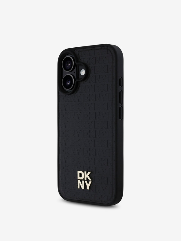 DKNY DKNY PU кожа с повтарящ се модел Stack Logo MagSafe заден капак за iPhone 16 Plus Black