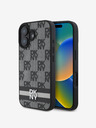 DKNY DKNY Заден капак от полиуретанова кожа с кариран десен и райе за iPhone 16 Black