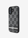 DKNY DKNY Заден капак от полиуретанова кожа с кариран десен и райе за iPhone 16 Black