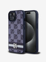 DKNY DKNY Заден капак от полиуретанова кожа с кариран десен и райета за iPhone 15 Blue