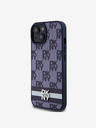 DKNY DKNY Заден капак от полиуретанова кожа с кариран десен и райета за iPhone 15 Blue