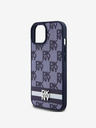DKNY DKNY Заден капак от полиуретанова кожа с кариран десен и райета за iPhone 15 Blue