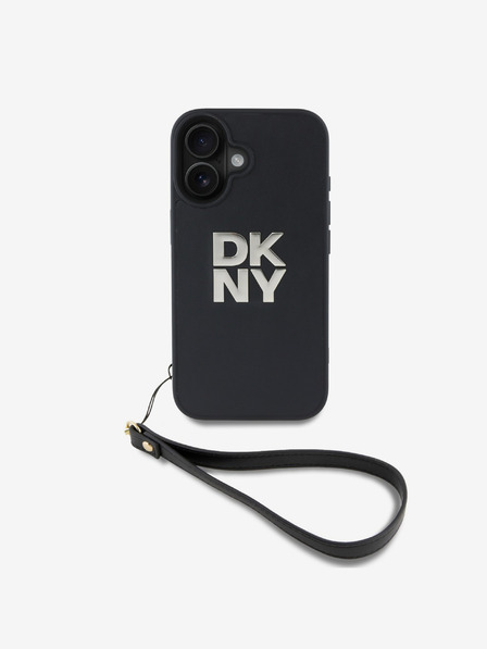 DKNY DKNY PU кожа с лого на стека и каишка за китката заден капак за iPhone 16 черен