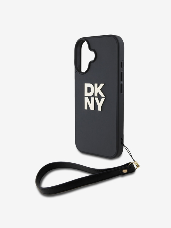 DKNY DKNY PU кожа с лого на стека и каишка за китката заден капак за iPhone 16 черен
