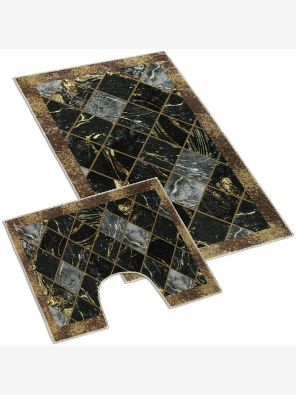 Bellatex Изтривалка за баня и тоалетна кафяв мрамор 3D Bellatex