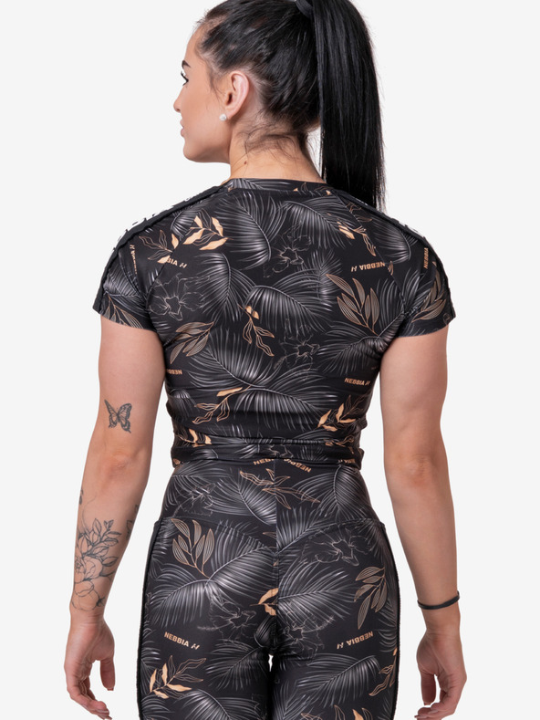 Nebbia Черна дамска риза с шарки Nebbia