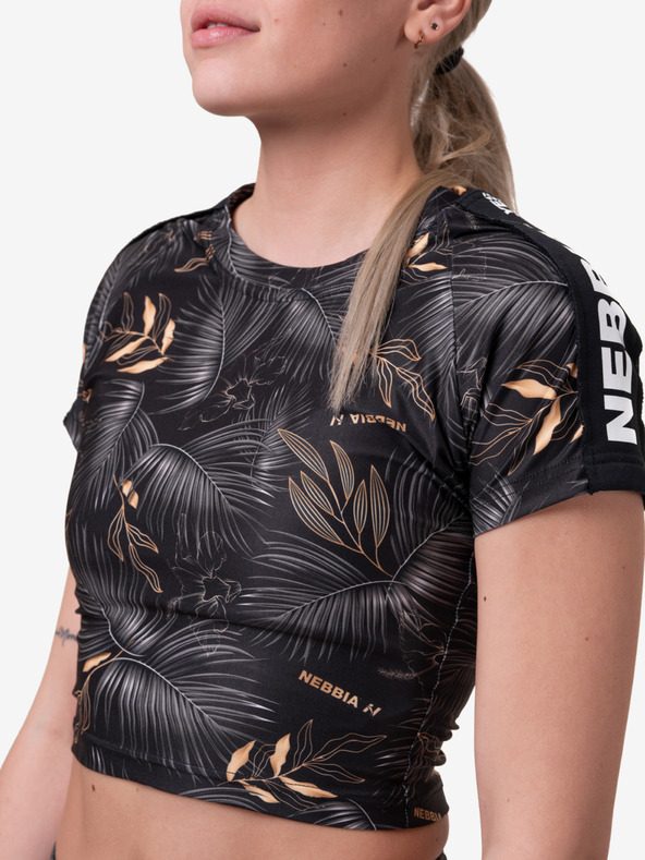 Nebbia Черна дамска риза с шарки Nebbia