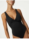 Marks & Spencer Оформящ коремчето бански с деколте Marks & Spencer черен