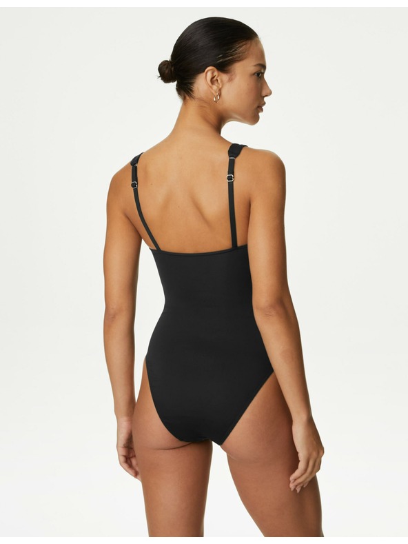 Marks & Spencer Оформящ коремчето бански с деколте Marks & Spencer черен