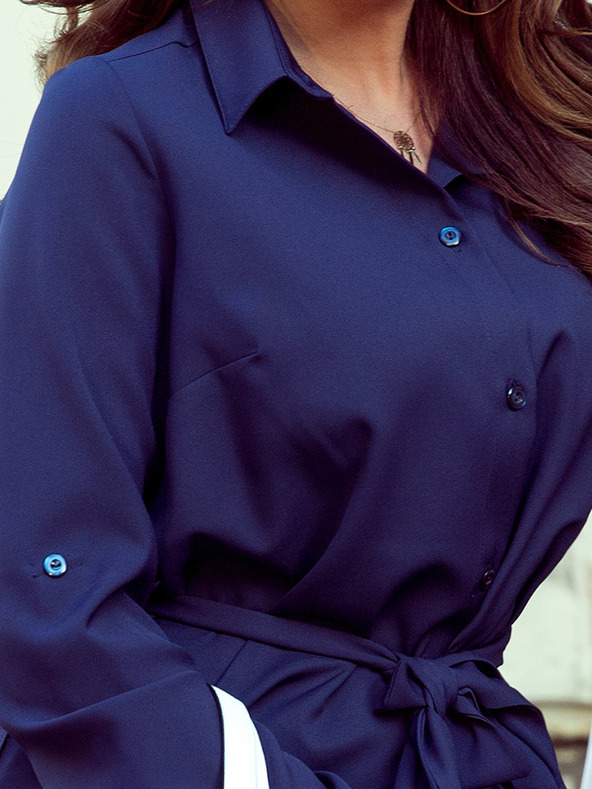 numoco Рокля с риза и копчета - тъмно синя Numoco