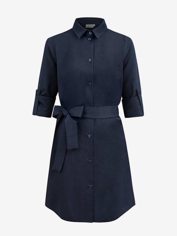 numoco Рокля с риза и копчета - тъмно синя Numoco