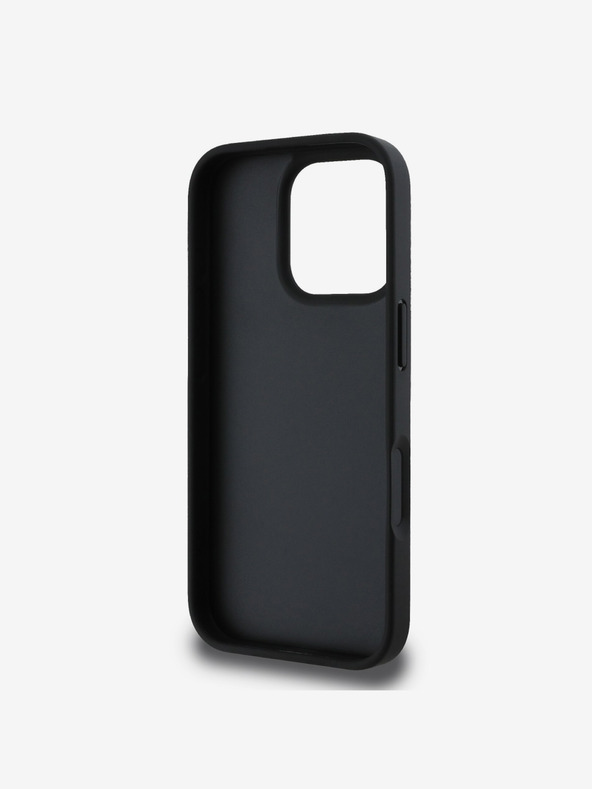 DKNY DKNY Заден капак от полиуретанова кожа с повтарящ се десен ивици за iPhone 16 Pro Max Black