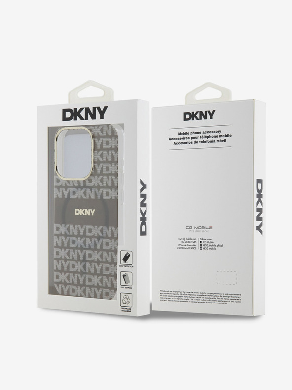 DKNY PC/TPU Repeat Pattern Tonal Stripe Magsafe заден капак за iPhone 13 Pro Beige DKNY