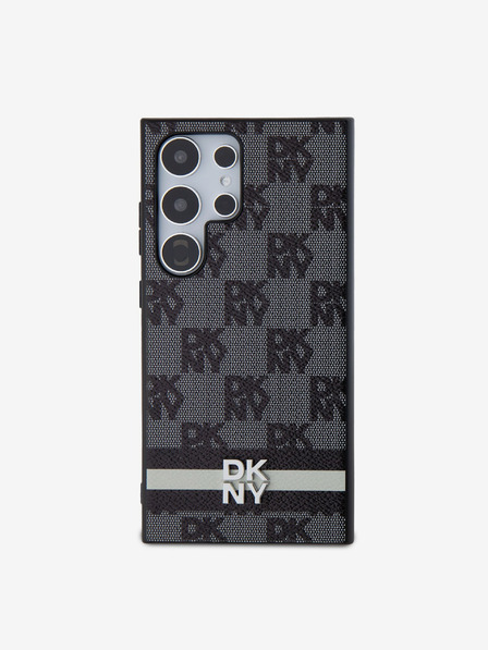 DKNY DKNY PU кожа с кариран десен и райета заден капак за Samsung Galaxy S24 Ultra Black