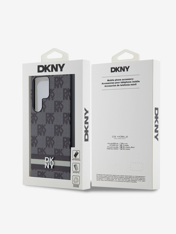 DKNY DKNY PU кожа с кариран десен и райета заден капак за Samsung Galaxy S24 Ultra Black