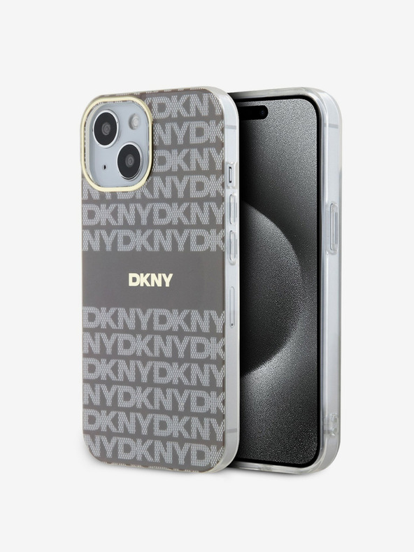 DKNY PC/TPU Repeat Pattern Tonal Stripe Magsafe Back Cover за iPhone 14 Beige DKNY