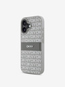 DKNY DKNY Заден капак от PU кожа с повтарящ се модел с тонални ивици за iPhone 16 Beige