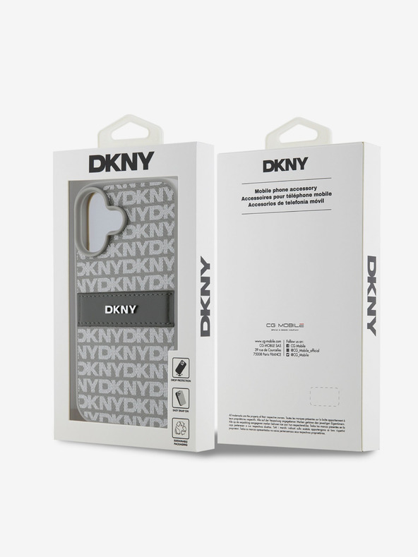 DKNY DKNY Заден капак от PU кожа с повтарящ се модел с тонални ивици за iPhone 16 Beige