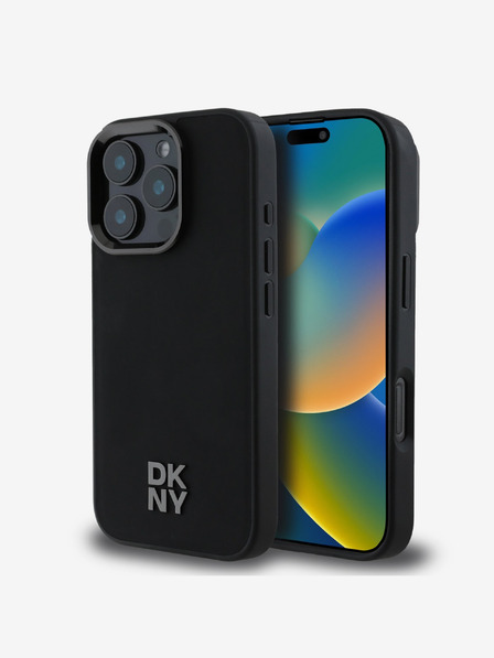 DKNY DKNY PU кожа с лого "Stack" Magsafe заден капак за iPhone 16 Pro Max Black