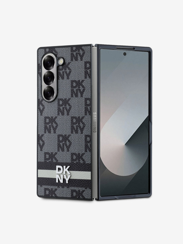 DKNY DKNY PU кожа с кариран десен и райе заден капак за Samsung Galaxy Z Fold 6 Black