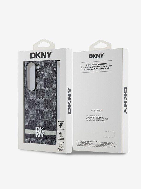DKNY DKNY PU кожа с кариран десен и райе заден капак за Samsung Galaxy Z Fold 6 Black