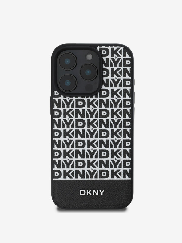 DKNY DKNY PU кожа с повтарящ се десен на долни ивици MagSafe заден капак за iPhone 16 Pro Max Black