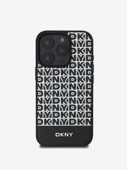 DKNY DKNY PU кожа с повтарящ се десен на долни ивици MagSafe заден капак за iPhone 16 Pro Max Black