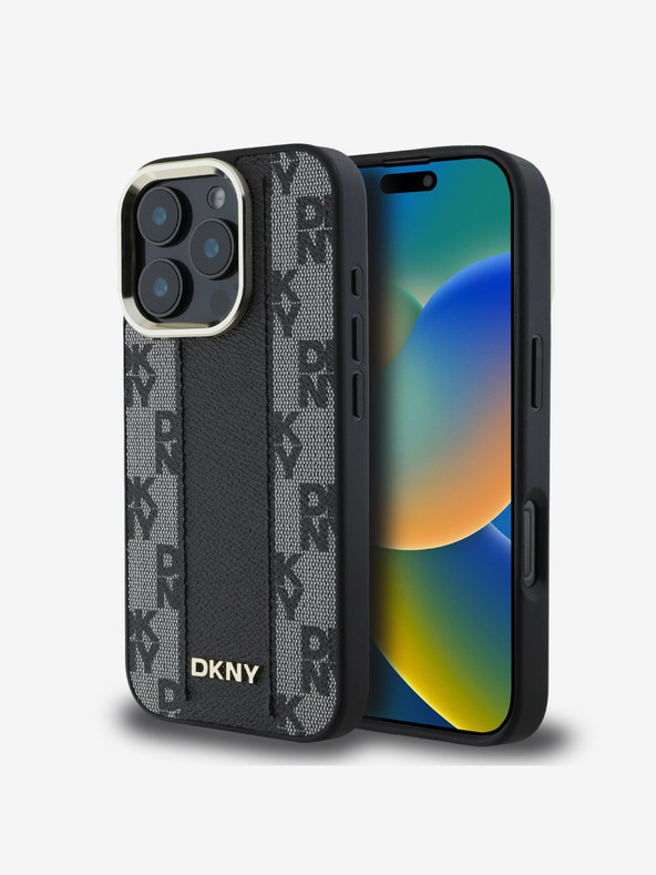DKNY DKNY PU кожа с кариран модел Magsafe заден капак за iPhone 16 Pro Max Black