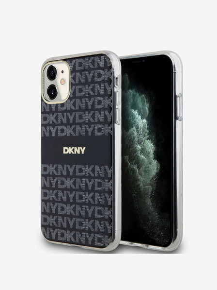 DKNY PC/TPU Repeat Pattern Tonal Stripe Magsafe заден капак за iPhone 11 Black DKNY