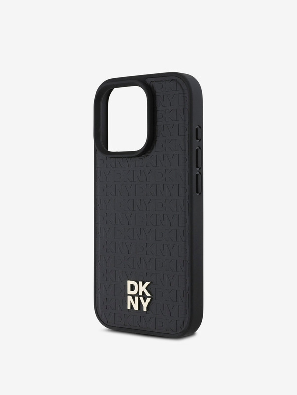 DKNY DKNY PU кожа с повтарящ се десен и лого MagSafe заден капак за iPhone 16 Pro Max Black