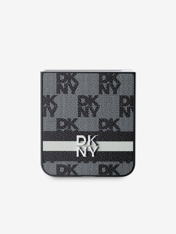 DKNY DKNY PU кожа с кариран десен и райета заден капак за Samsung Galaxy Z Flip 6 Black