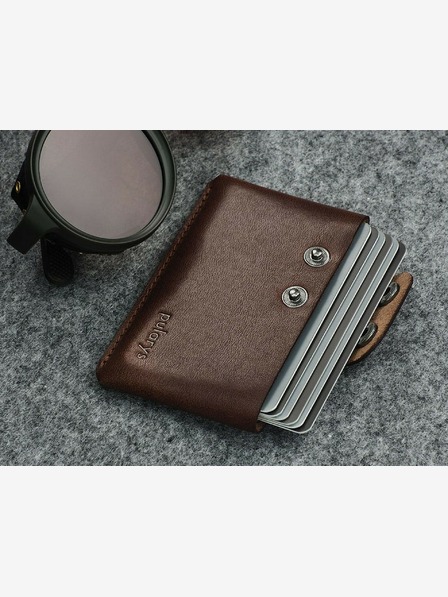 Pularys Pularys Мъжки кожен портфейл "Хоби" и ключодържател Подаръчен комплект кафяв 189414102